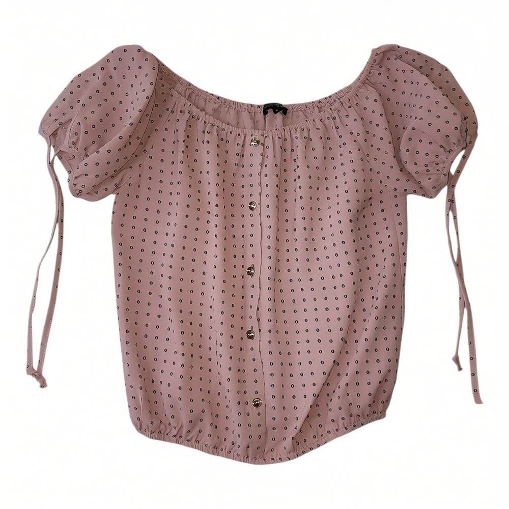 Papermoon Top Womens Size S Small Pink Crop Boho Peasant Button Detail Coquette‎
